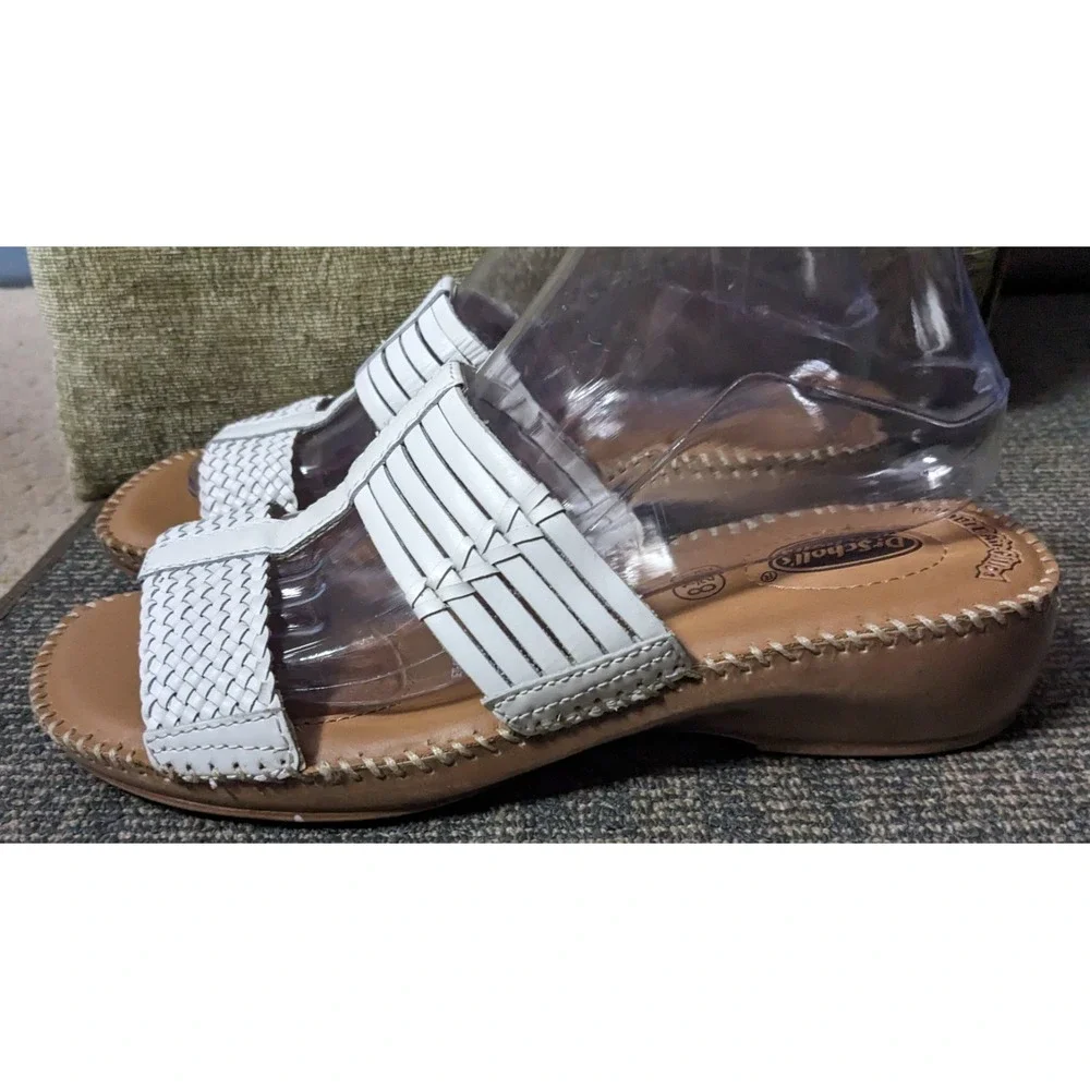 Dr. Scholl's Sandal Women's 8.5 White Woven Leather Upper Bette Air Pillow Slide